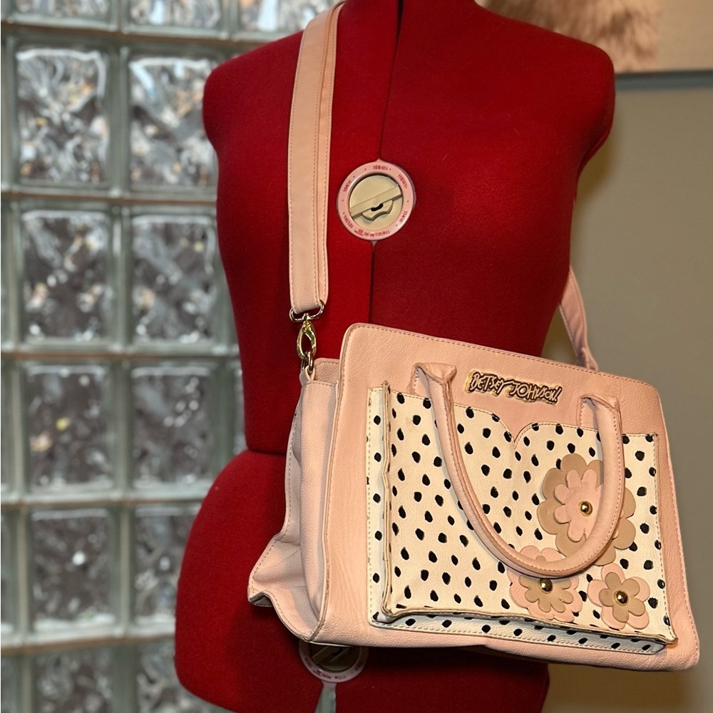 Betsey Johnson Pink and White Floral Satchel